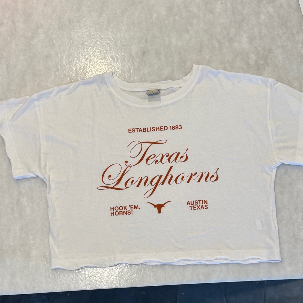 White Texas Longhorns Crop Top